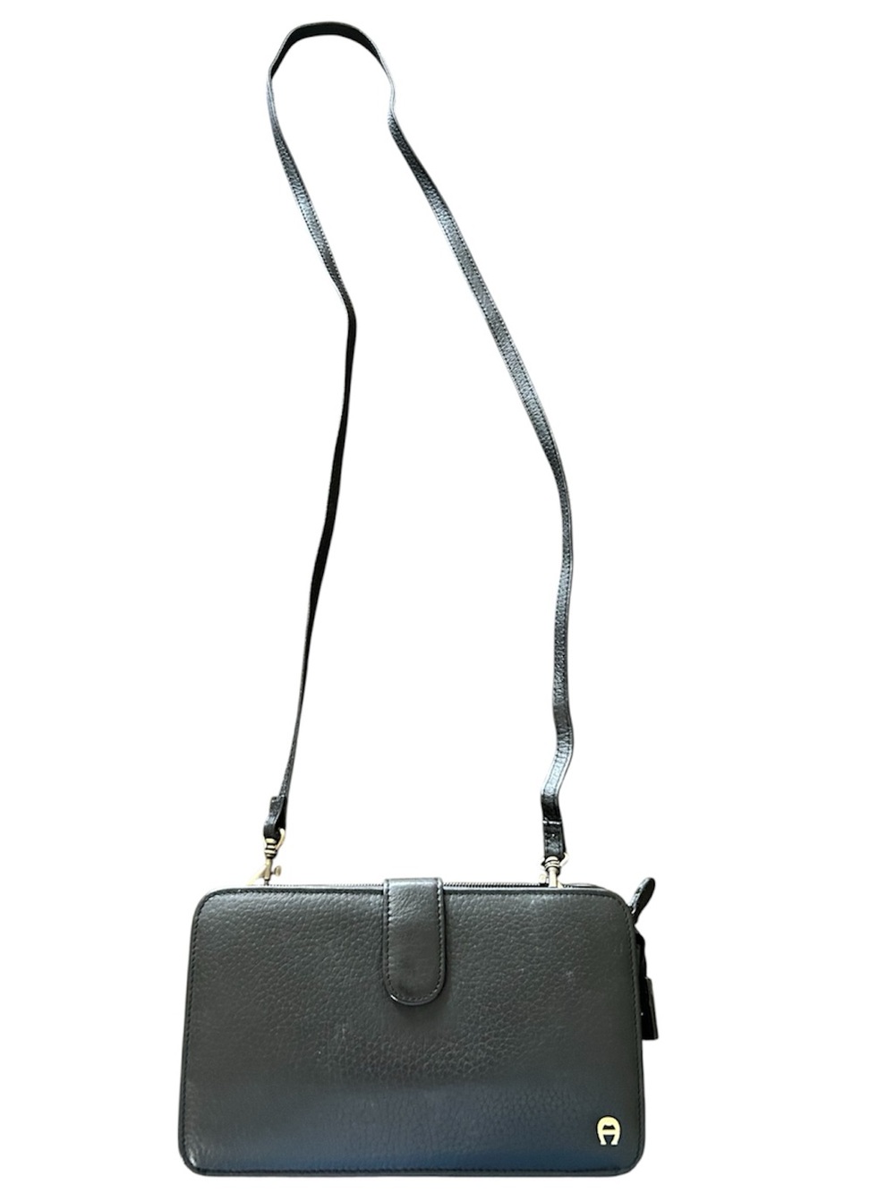 Eitenne Aigner vintage black crossbody wallet clutch leather